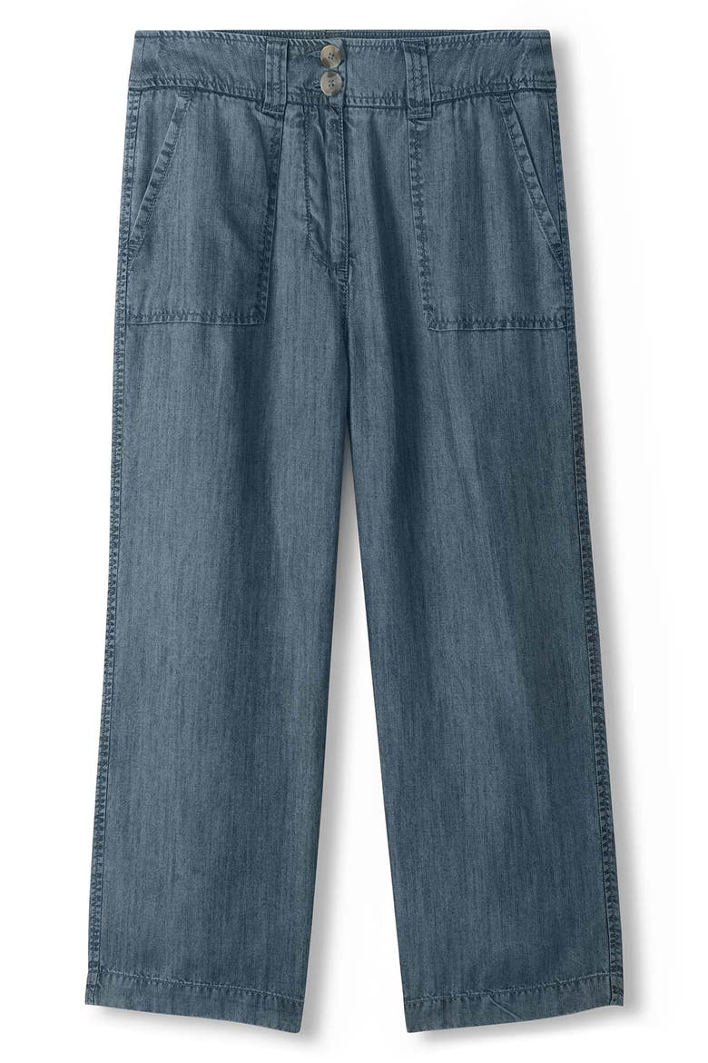 Acid Wash Crop Wide Leg Chambray Pants, Alternate, color, BLUE ACID RINSE
