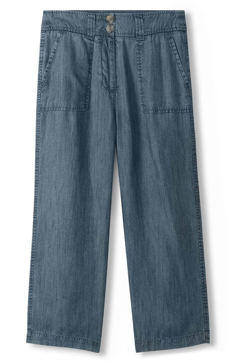 Hatley Acid Wash Crop Wide Leg Chambray Pants, Alternate, color, 