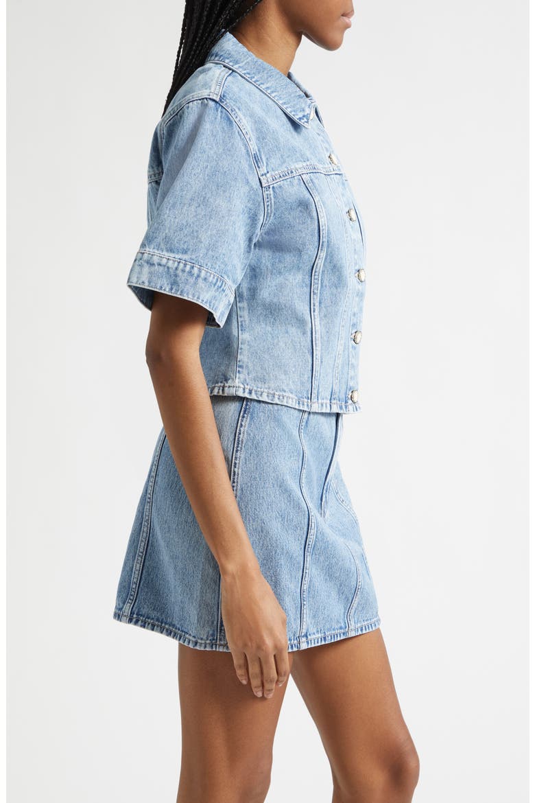Malcom Short Sleeve Denim Jacket, Alternate, color, SILVER DUST