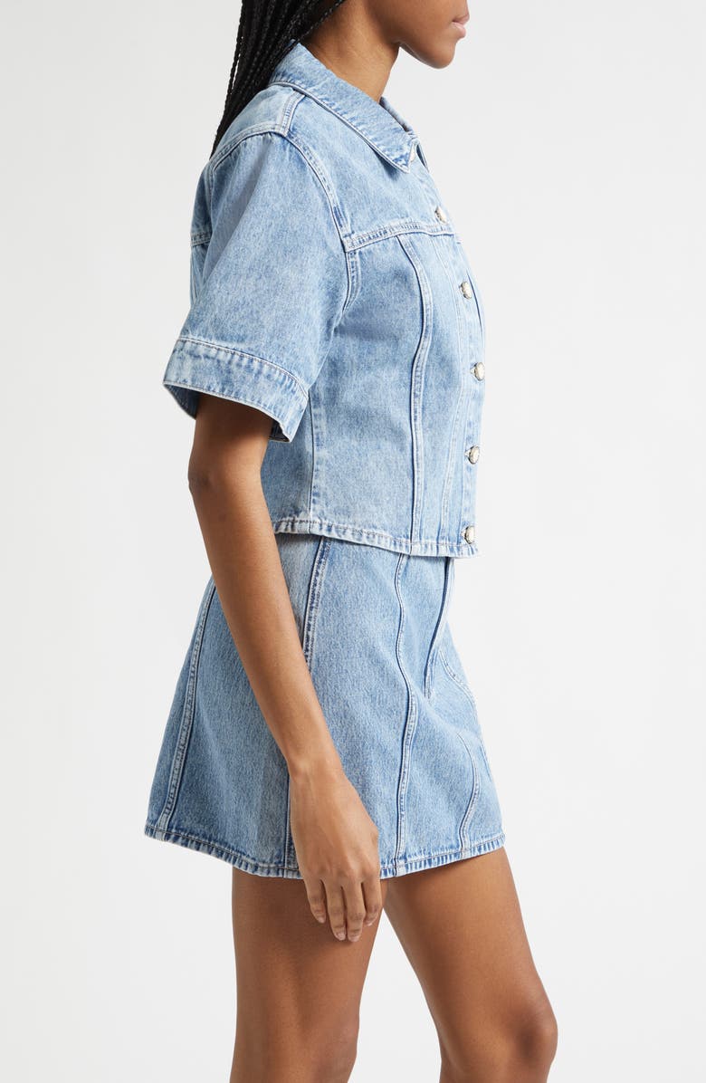 Veronica Beard Malcom Short Sleeve Denim Jacket, Alternate, color, Silver Dust