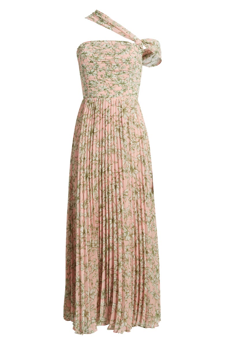 Chelsea28 Pleated One-Shoulder Maxi Dress, Alternate, color, Pink Green Emma Floral