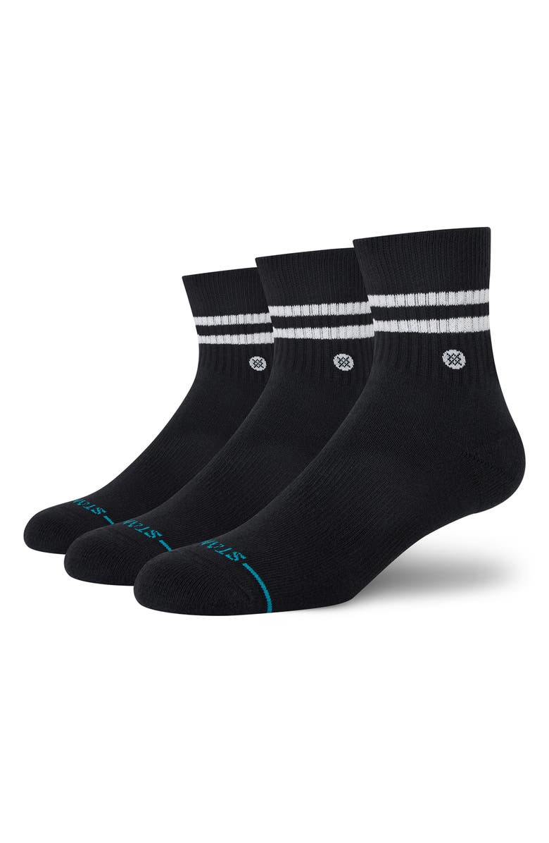 Stance Core 3-Pack Cotton Blend Quarter Socks, Alternate, color, Black