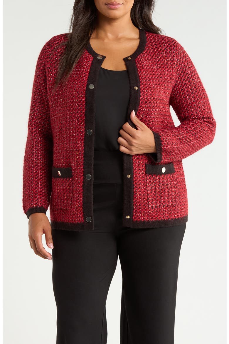 Boucl Knit Cardigan, Main, color, TITIAN RED MULTI