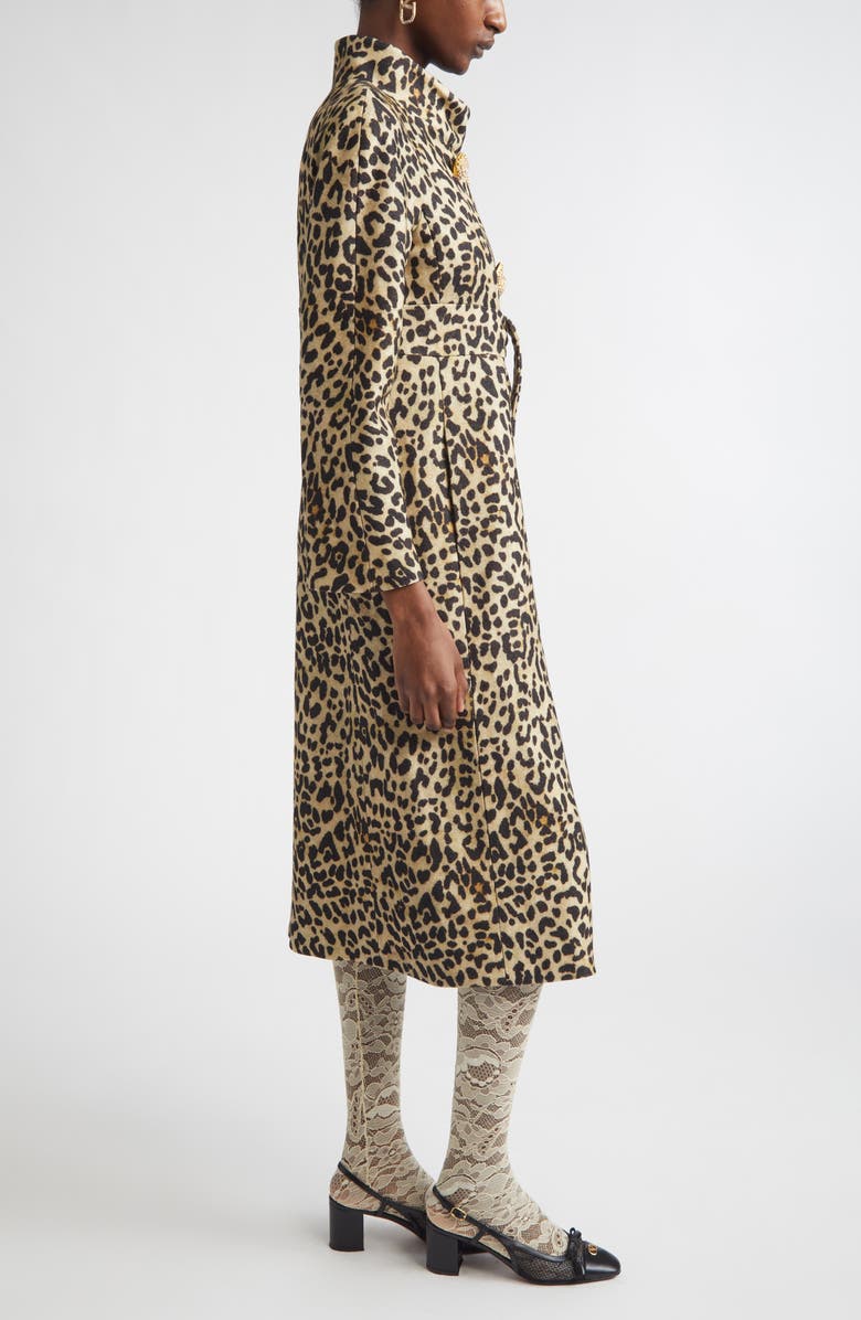 Valentino Garavani Leopard Print Wool Coat, Alternate, color, Beige Multi