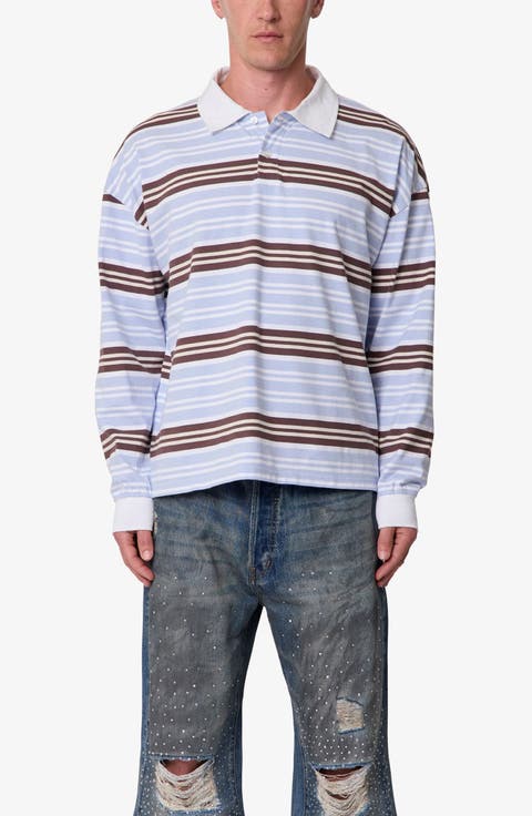 Striped Long Sleeve Polo Shirt