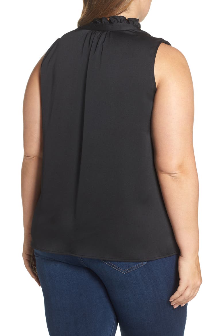 Ruffled Tie Neck Blouse, Alternate, color, RICH BLACK