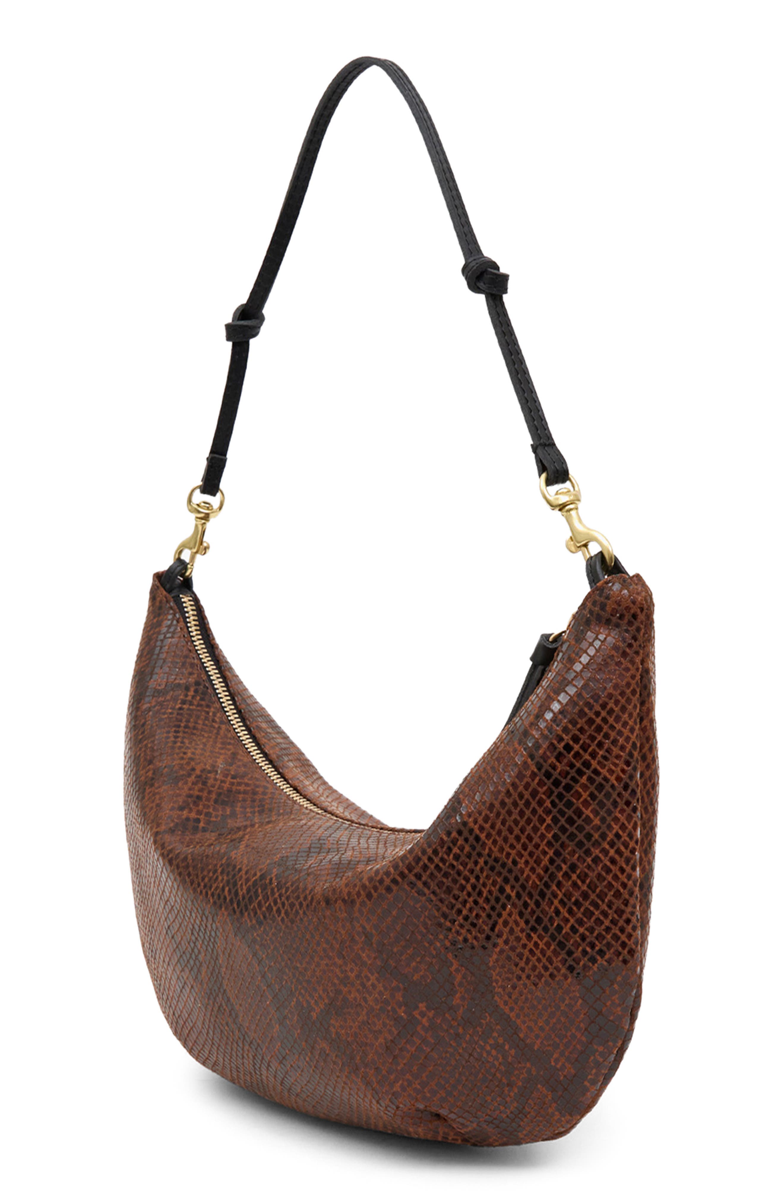 Pierre Snake Embossed Leather Shoulder Bag, Alternate, color, AUBURN