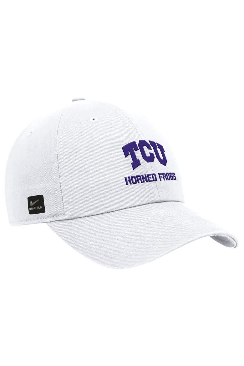 Men's Nike White TCU Horned Frogs 2025 On-Field Club Adjustable Hat, Main, color, White