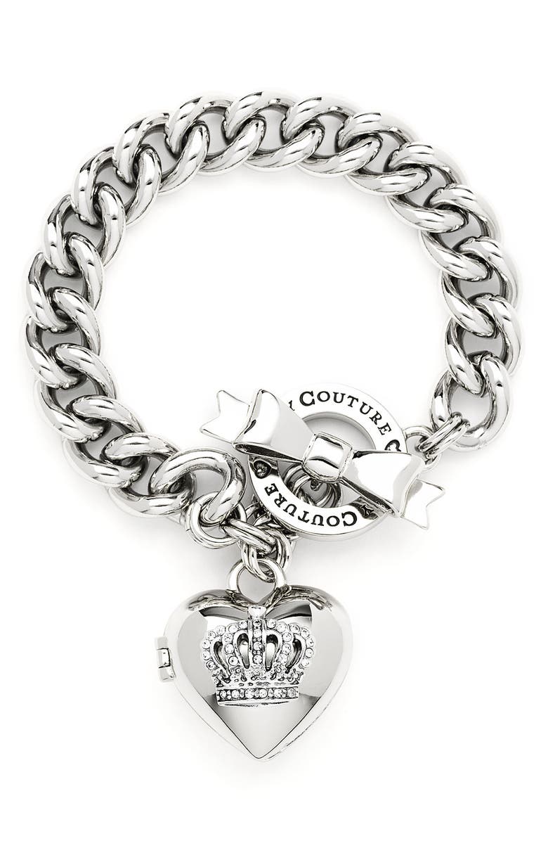 Juicy Couture 'Crown Icons' Heart Locket Bracelet, Main, color, 