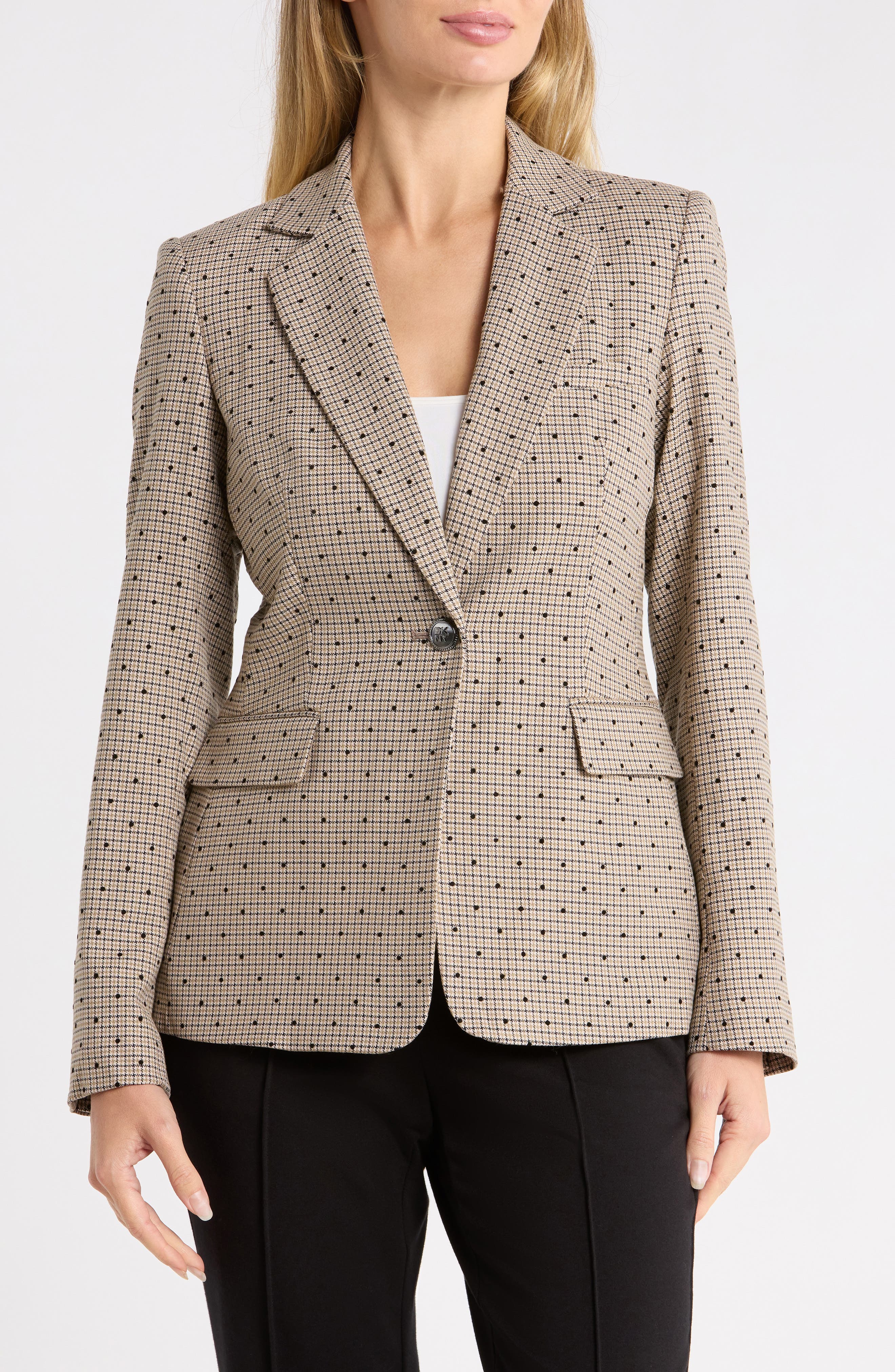 Dot Houndstooth Check Blazer