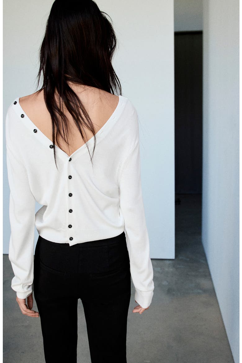 Button Front Cardigan, Alternate, color, WHITE