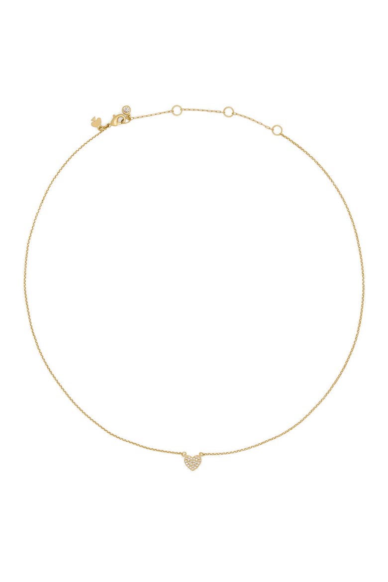 Pavé Heart Mini Pendant Necklace, Alternate, color, CLEAR/ GOLD.