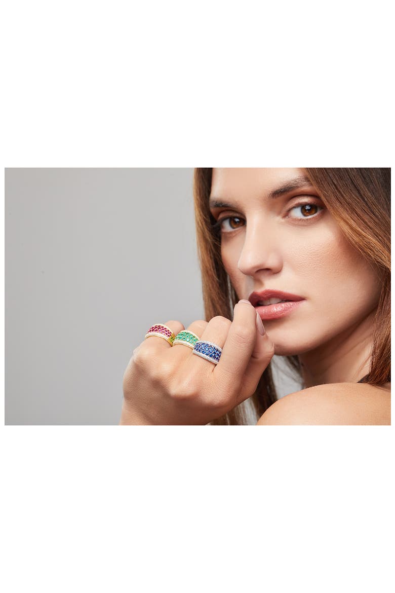 El Mar Wide Ring (Nordstrom Exclusive), Alternate, color, 18K Y GOLD - DIAMOND EMERALD