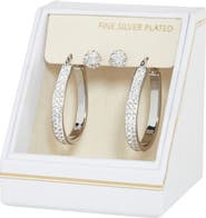 NORDSTROM RACK Set of 2 Cubic Zirconia Ball & Hoop Earrings
