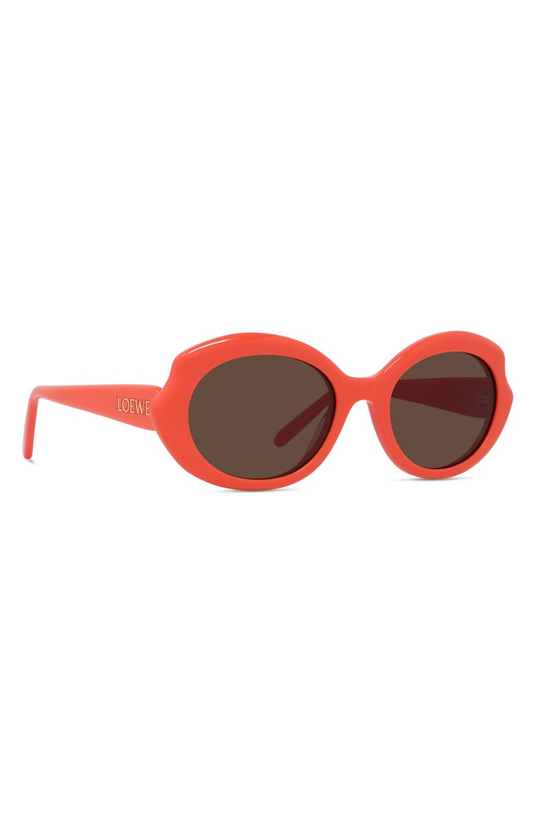 Loewe Thin Mini 54mm Oval Sunglasses, Alternate, color, Shiny Orange / Brown