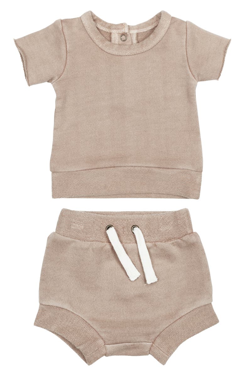 L'ovedbaby Organic Cotton T-Shirt & Shorts Set, Main, color, Oatmeal