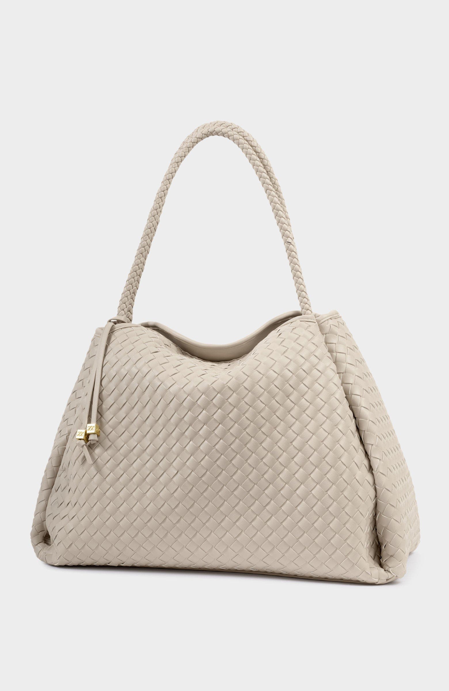 Katie Loxton Nova Hand Woven Large Shoulder Bag, Alternate, color, Oyster