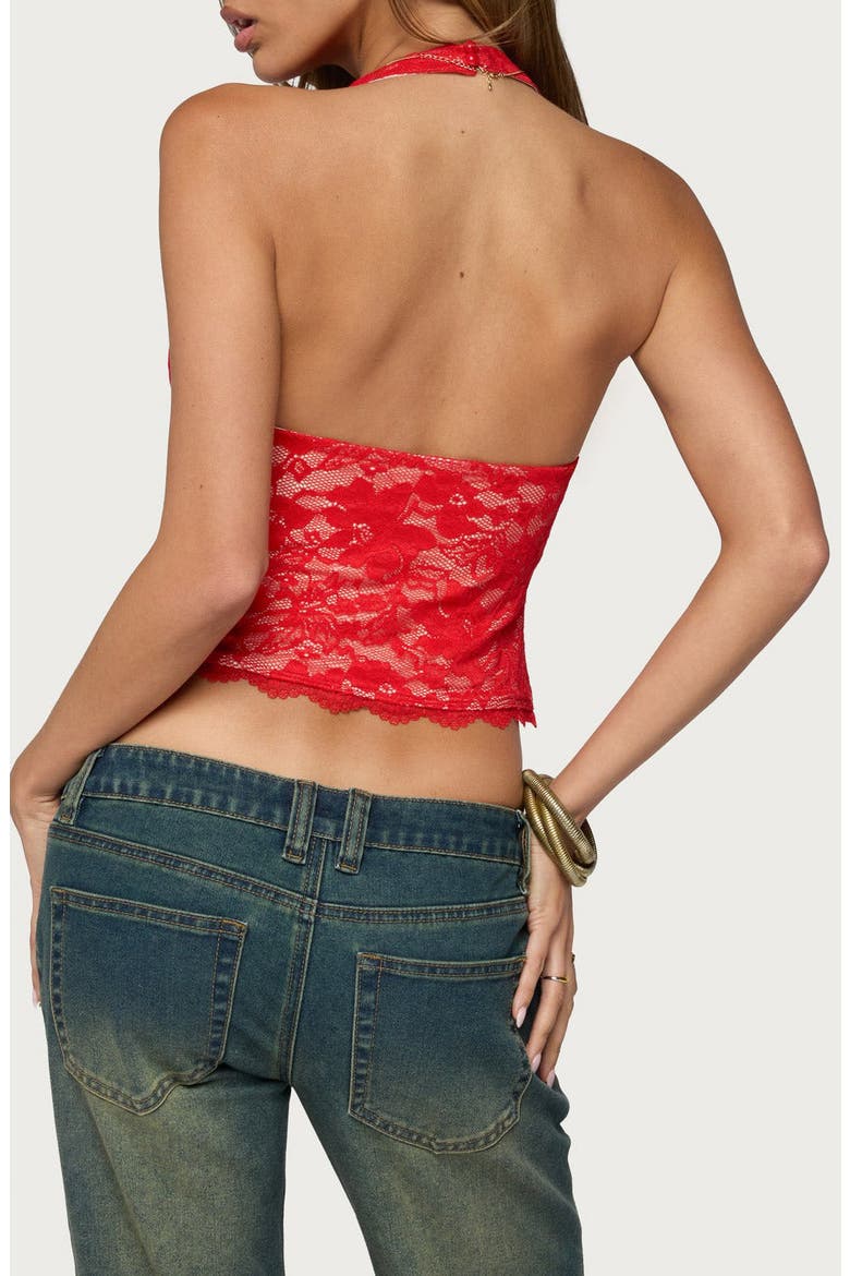 Dessa Lace Halter Top, Alternate, color, RED