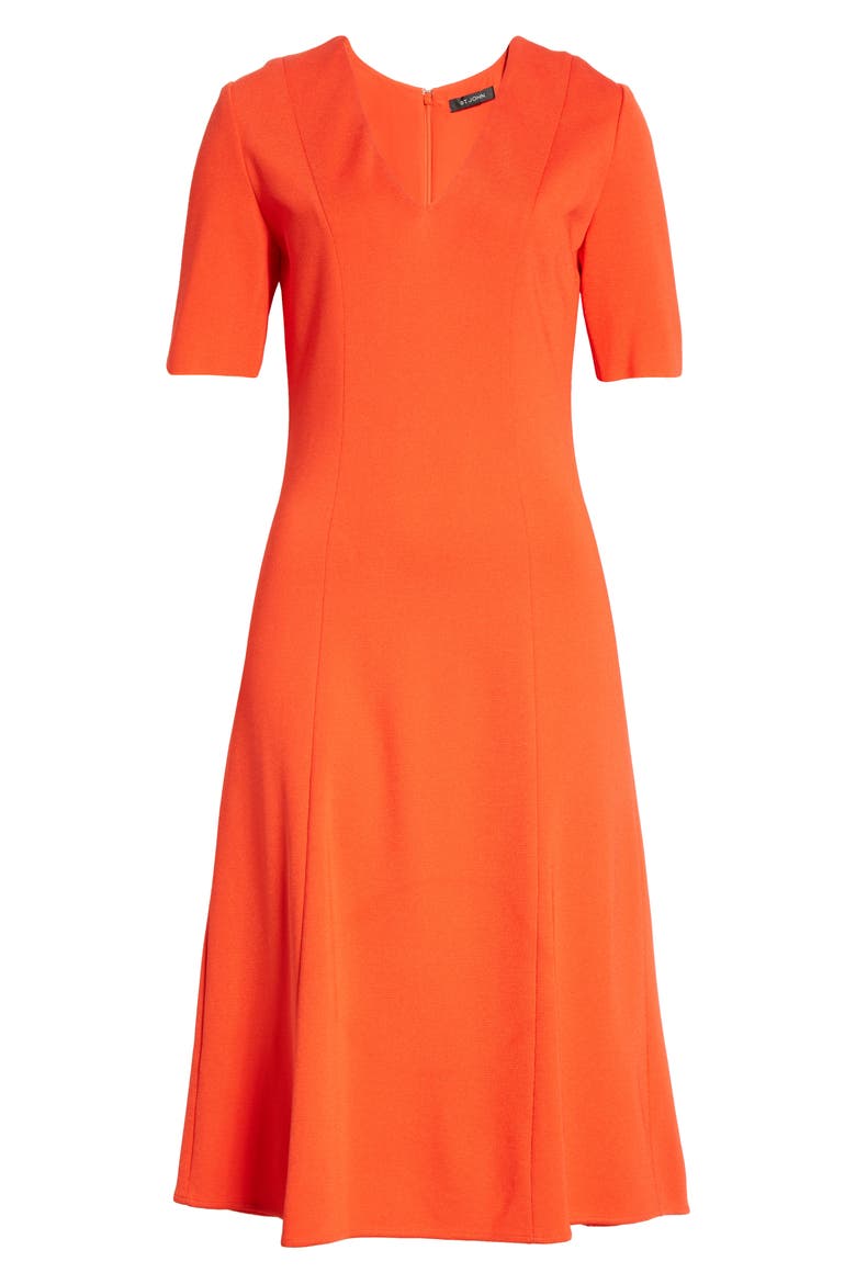 V-Neck Milano Sweater Dress, Alternate, color, GERANIUM