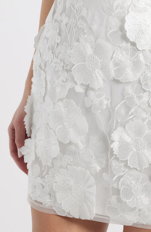 City Studio Floral Appliqué Minidress In Ivory