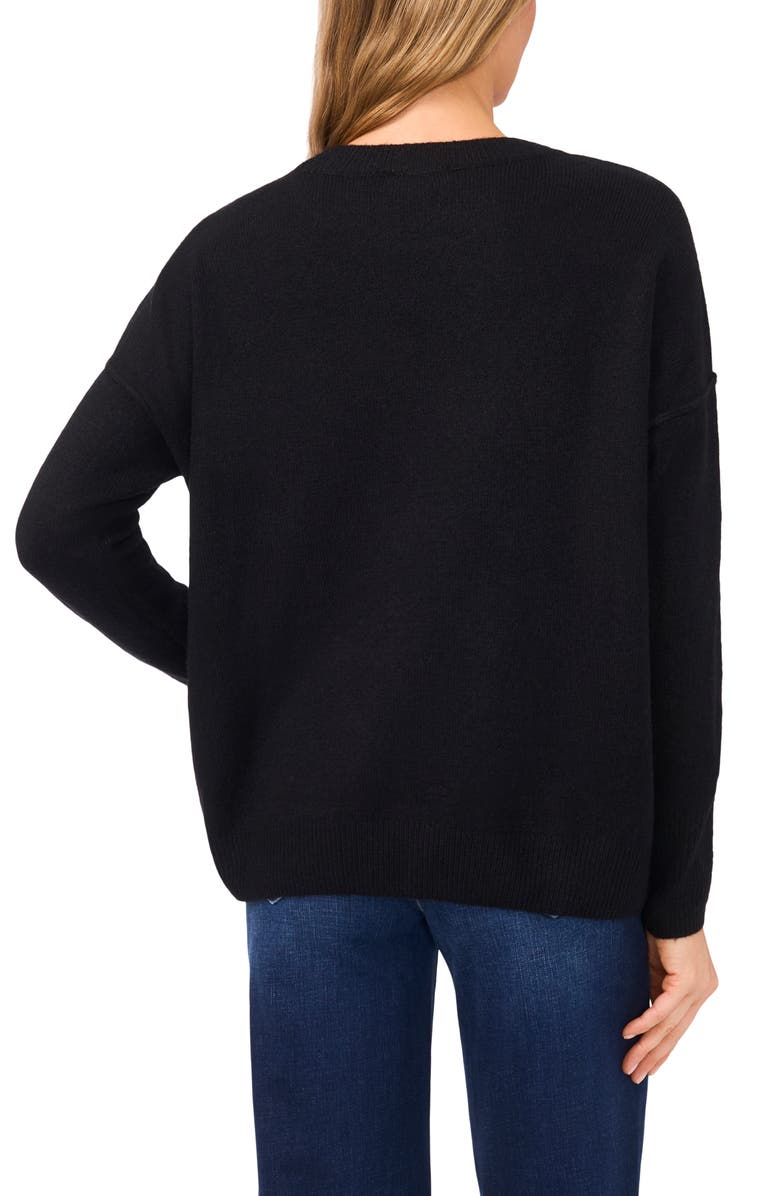 CeCe Holiday Beaded Sweater, Alternate, color, Rich Black