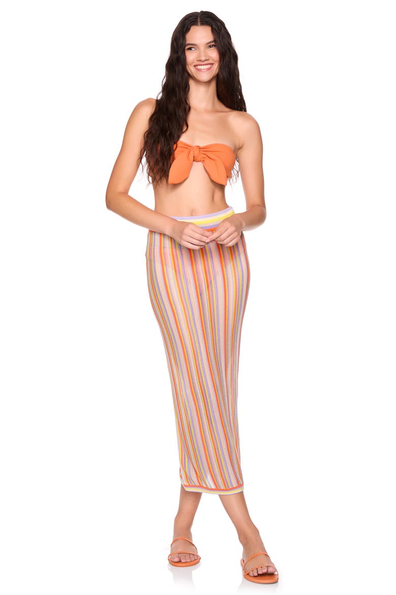 Stripe Open Stitch Midi Sweater Skirt, Alternate, color, APRICOT/POTION