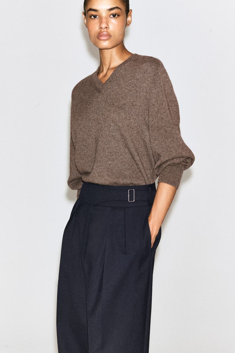 Cummerbund-Waist Barrel-Leg Pants, Alternate, color, NAVY