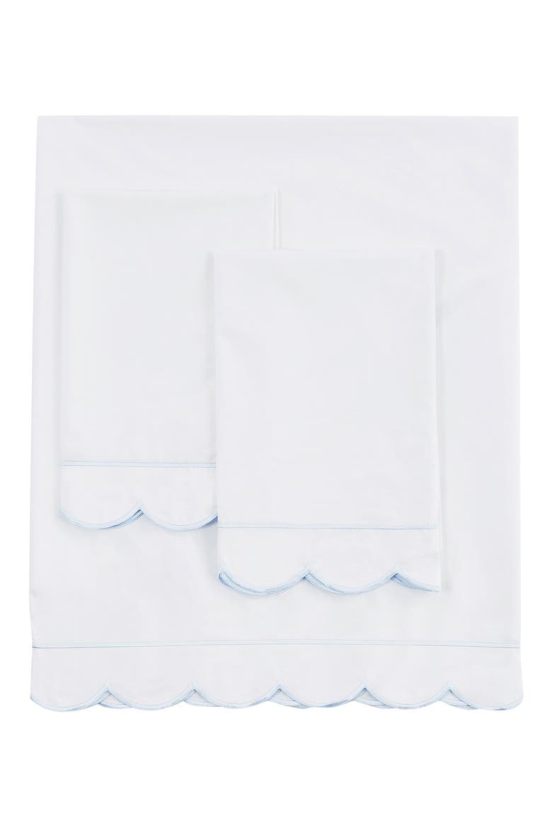 Scallop Frame 300 Thread Count Sheet Set, Main, color, BLUE