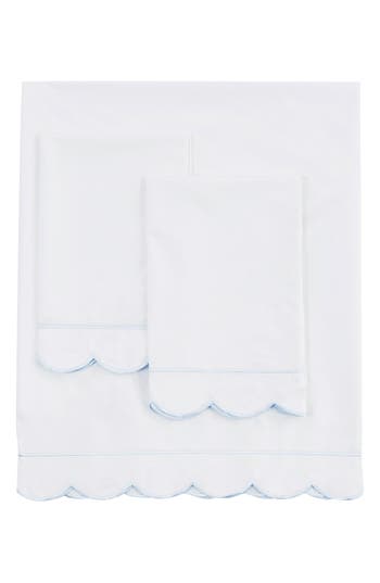 Melange Home Scallop Frame 300 Thread Count Sheet Set In Blue