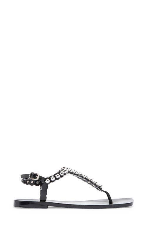 Jeffrey Campbell Pearlesque Imitation Pearl Ankle Strap Sandal In Black Shiny Silver