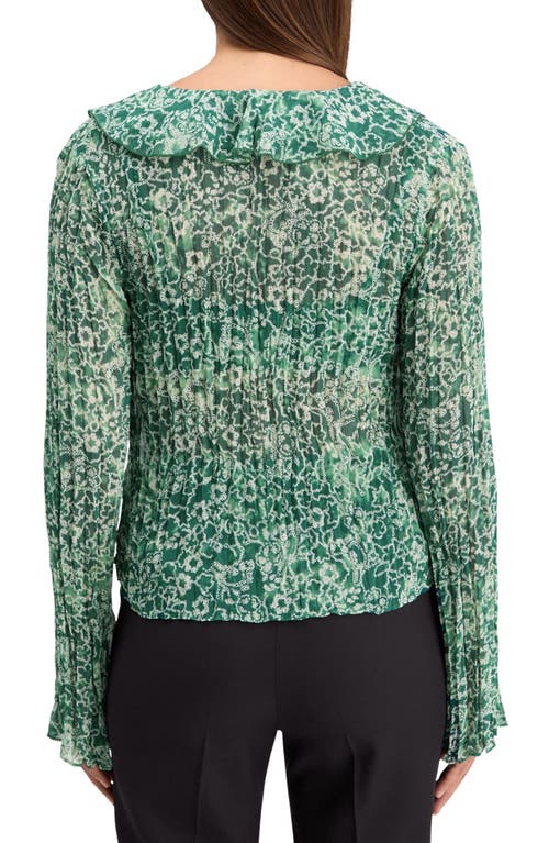 Scotch & Soda Ruffle Pleated Top In Shibori Floral Green