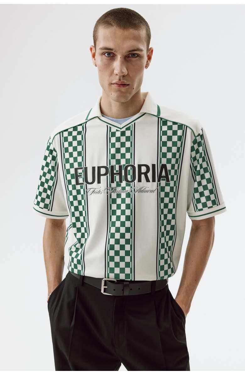 H&M Loose Fit Football Shirt, Alternate, color, White/Euphoria