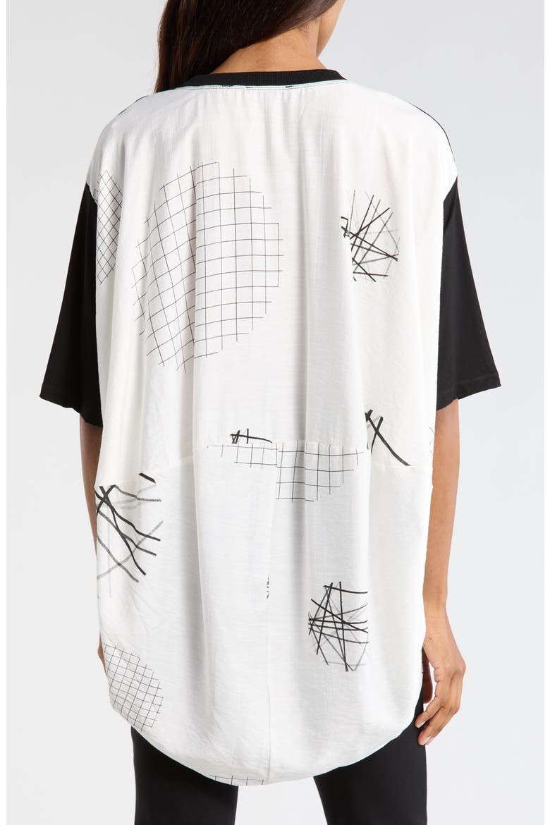 Mixed Media High-Low Top, Alternate, color, BLACK/ WHITE