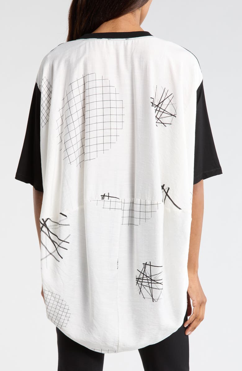 PATRIZIA LUCA Mixed Media High-Low Top, Alternate, color, Black/ White