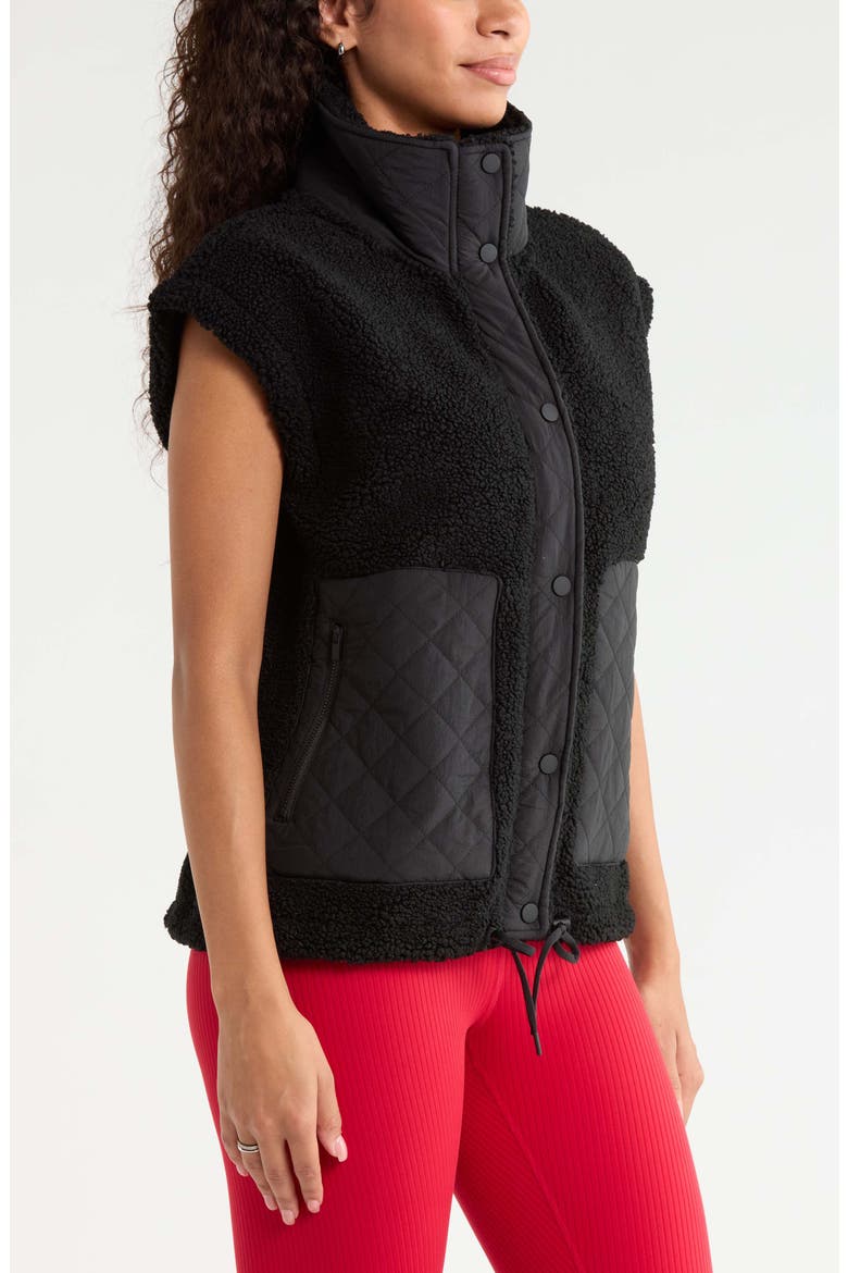 Oversize Faux Shearling Vest, Alternate, color, BLACK