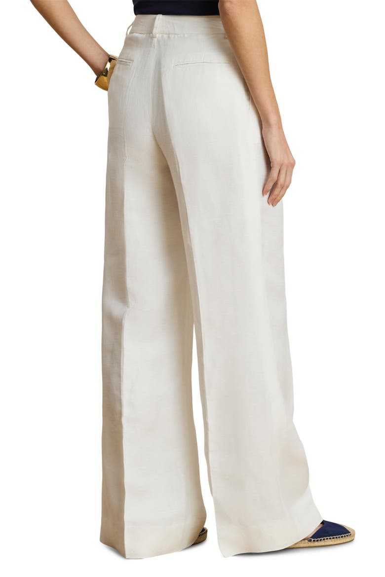 Linen Blend Twill Wide Leg Pants, Alternate, color, WHITE