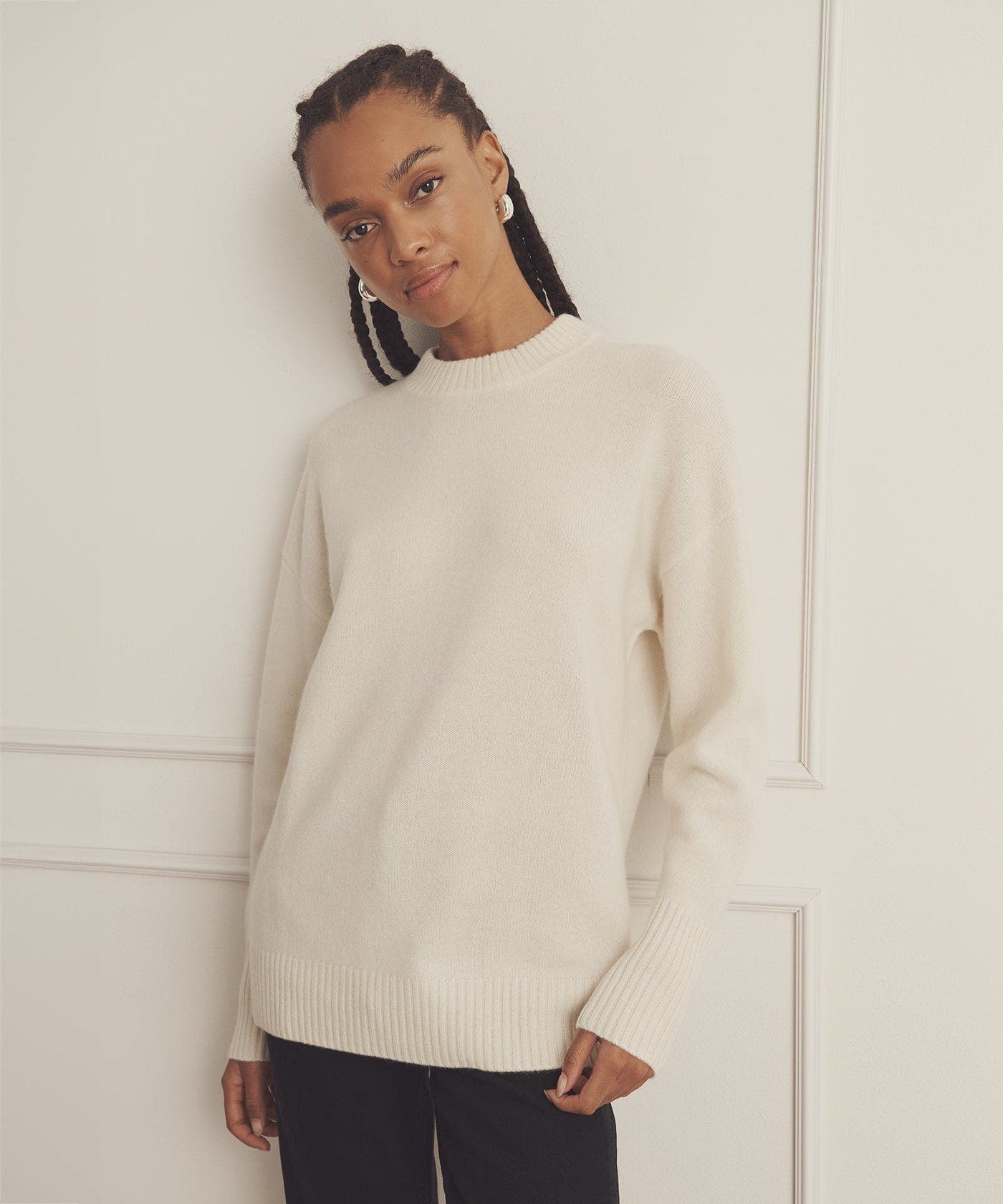 Luxe Cashmere Oversized Crewneck Sweater - image 3