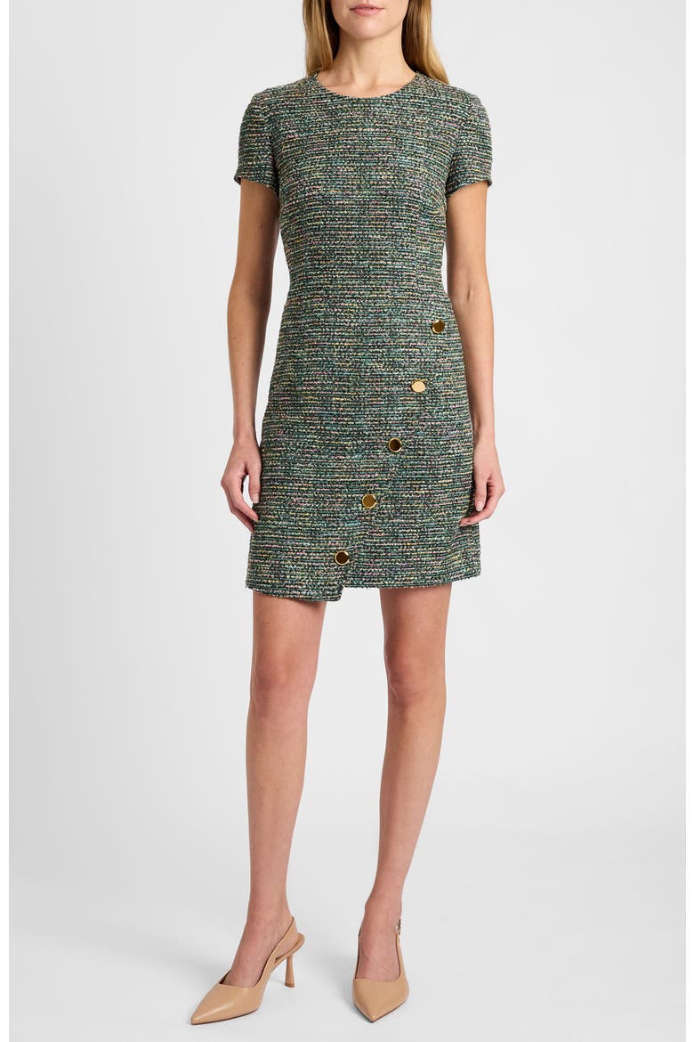 Loni A-Line Short Sleeve Dress, Alternate, color, Evergreen