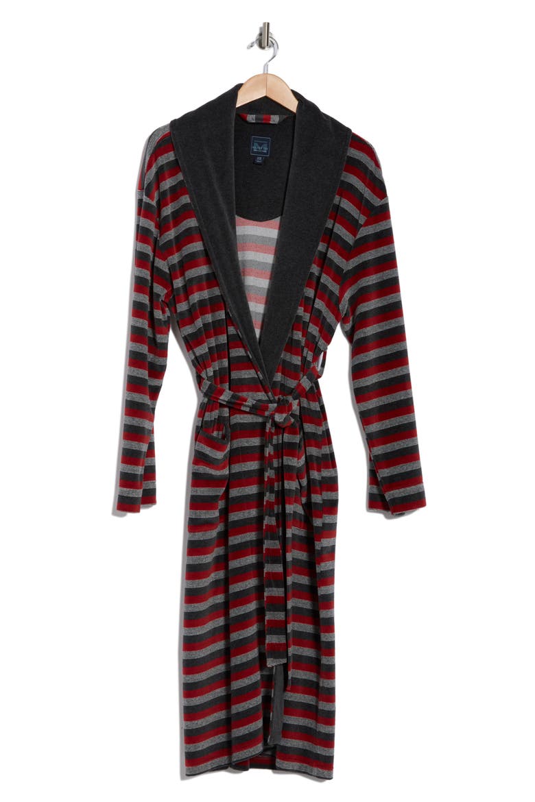 Stripe Shawl Robe, Alternate, color, CHARCOAL STRIPE