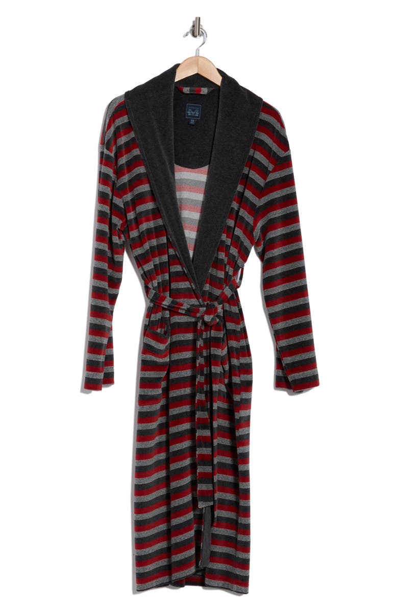 Majestic International Stripe Shawl Robe, Alternate, color, Charcoal Stripe