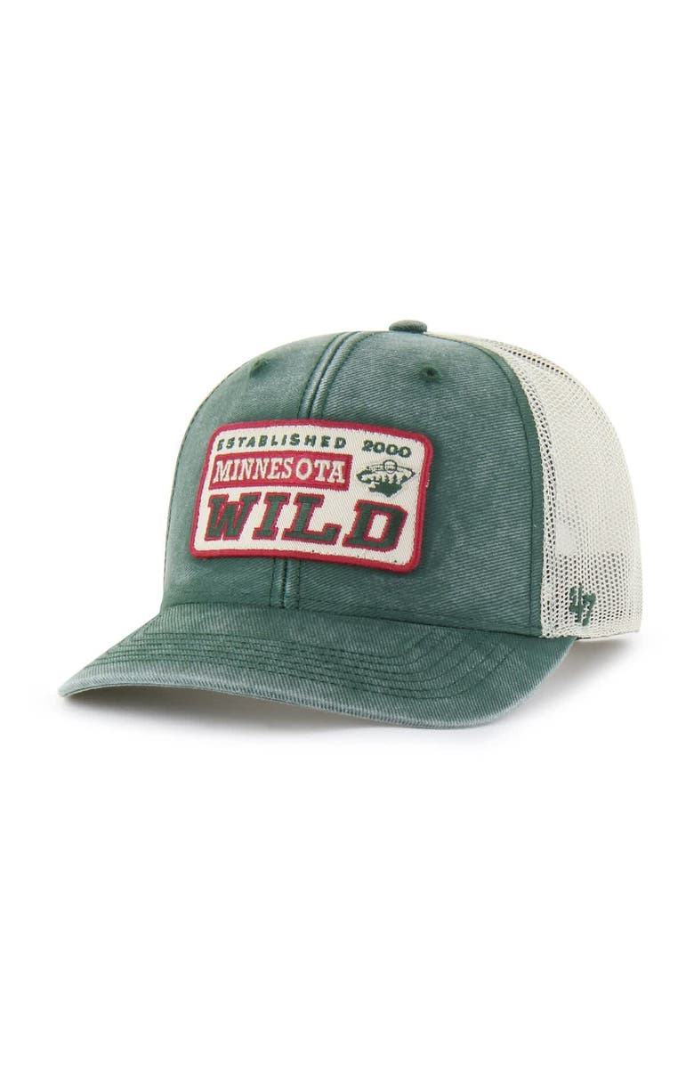 '47 Men's '47 Green Minnesota Wild Canteen Pigment Dyed Patch Trucker Adjustable Hat, Main, color, Green