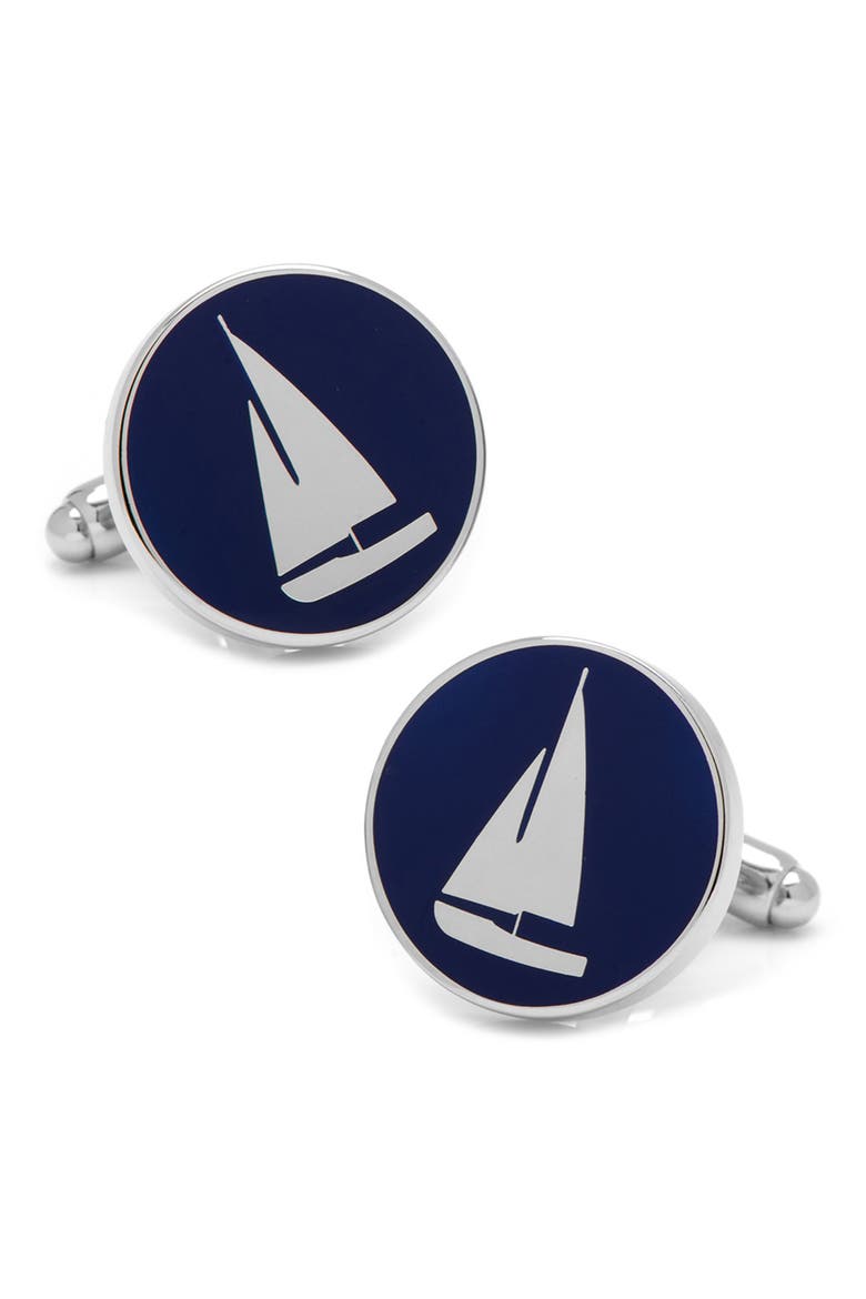 Sailboat Cuff Links, Main, color, BLUE
