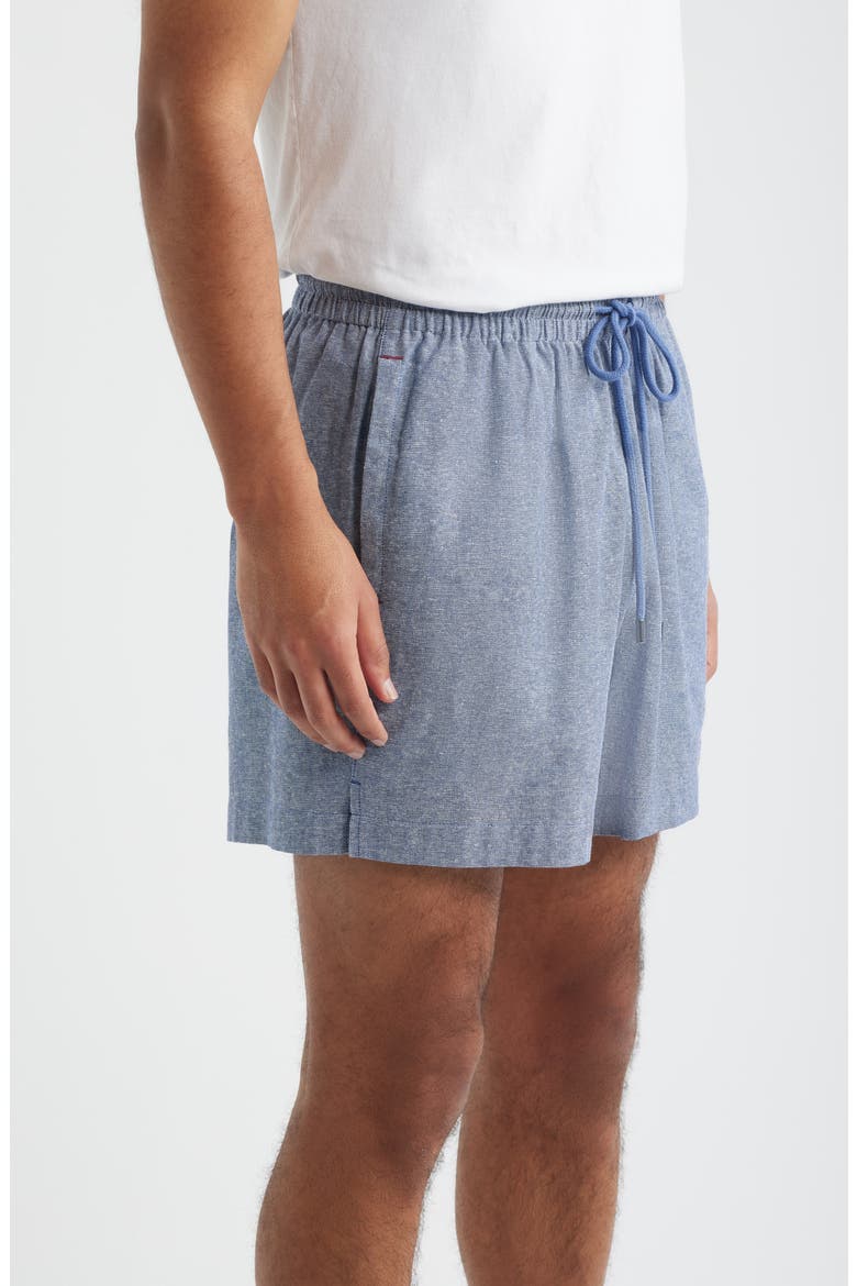 Slub Linen & Cotton Pajama Shorts, Alternate, color, DENIM