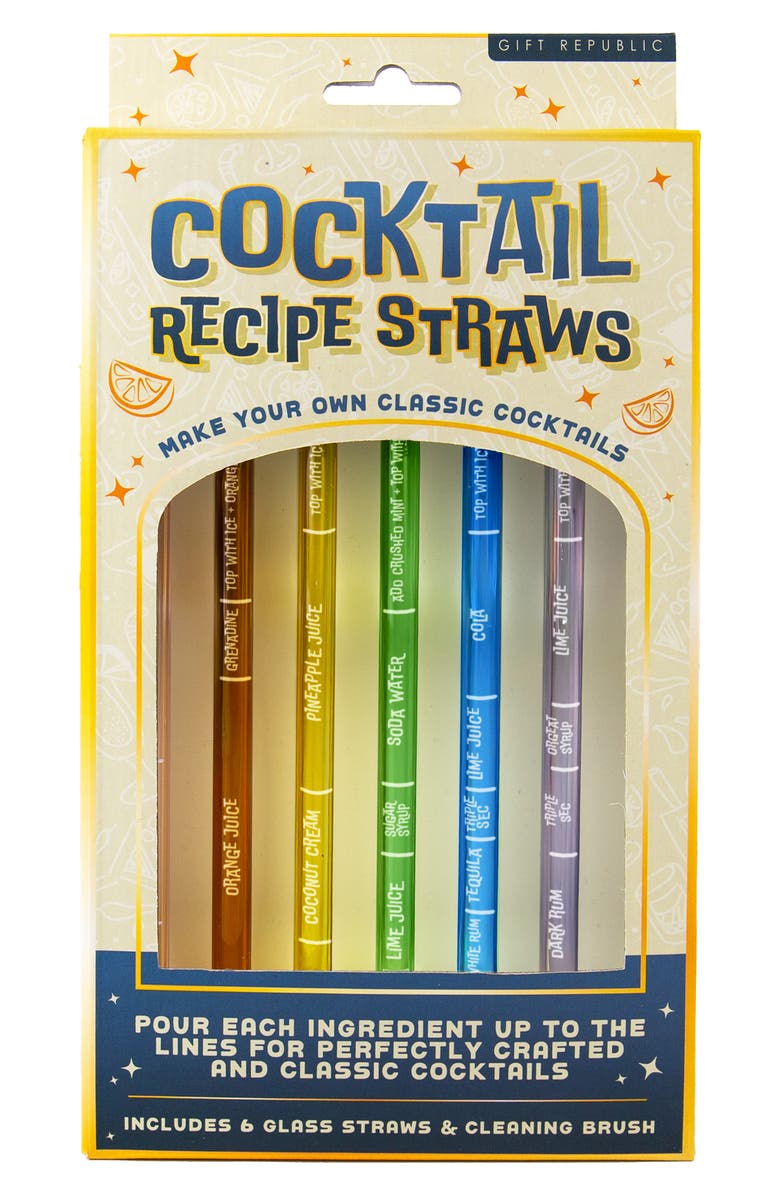 GIFT REPUBLIC Cocktail Recipe Straws, Main, color, 