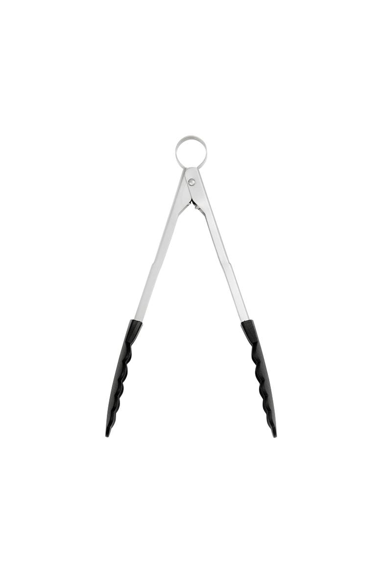 9.5 Inch Nonstick Nylon Locking Tongs, Main, color, Black