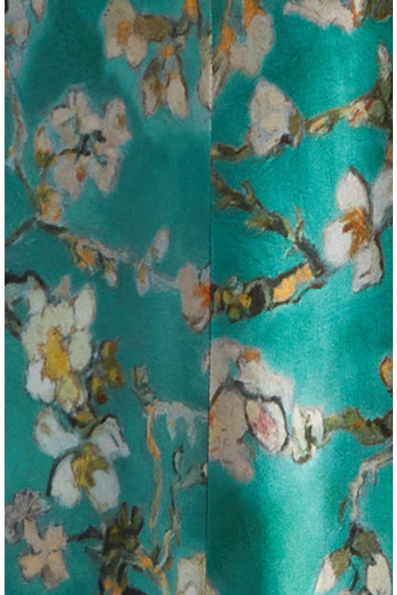 Seridie Floral Print Silk Midi Slipdress, Alternate, color, TEAL M WC