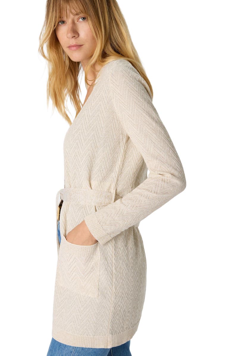 Missoni Chevron Pattern Belted Cardigan, Alternate, color, Beige