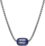 VAN HEUSEN Men's Stainless Steel Semiprecious Stone Bead Pendant Necklace