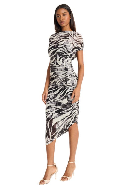DONNA MORGAN DONNA MORGAN FOR MAGGY ASYMMETRIC RUCHED MIDI DRESS