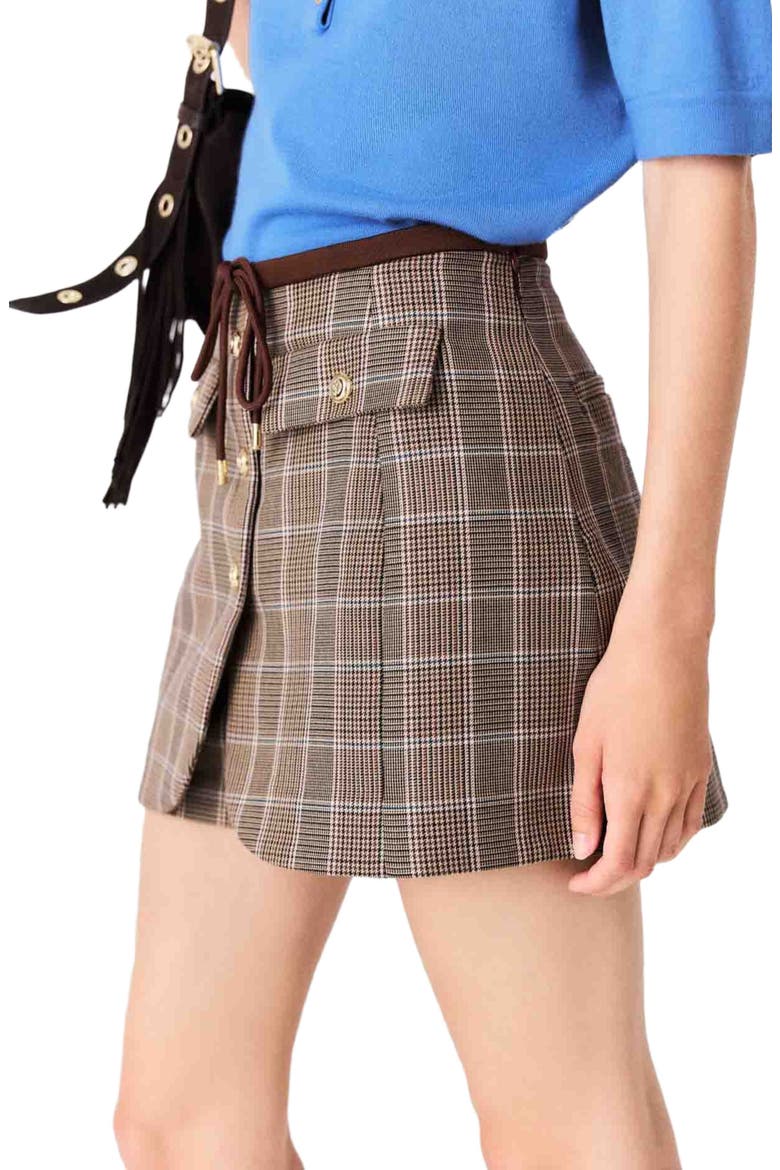Layered-effect suit shorts, Alternate, color, Brown